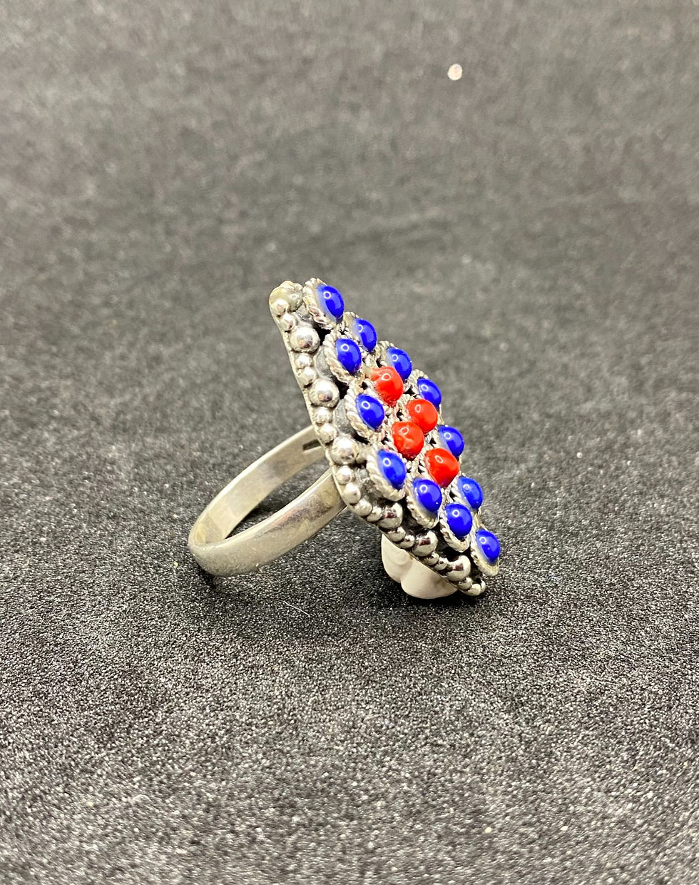 Miniaturbild: Ag925 Ring mit natürlichen Lapislazuli Korallen Edelsteinen