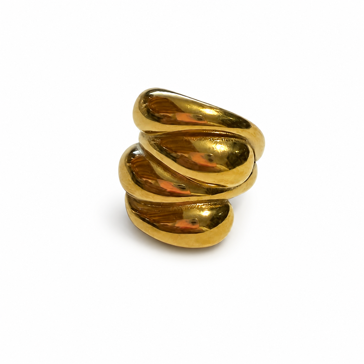Anello Gocce in lega metallica waterproof, placcata oro 18K