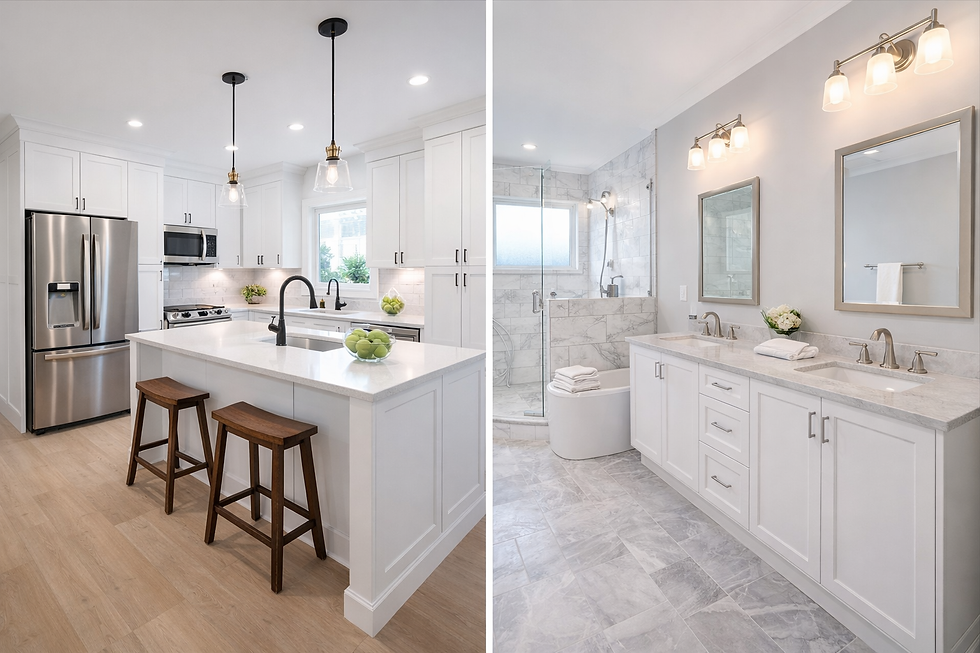 finished kitchen and bathroom