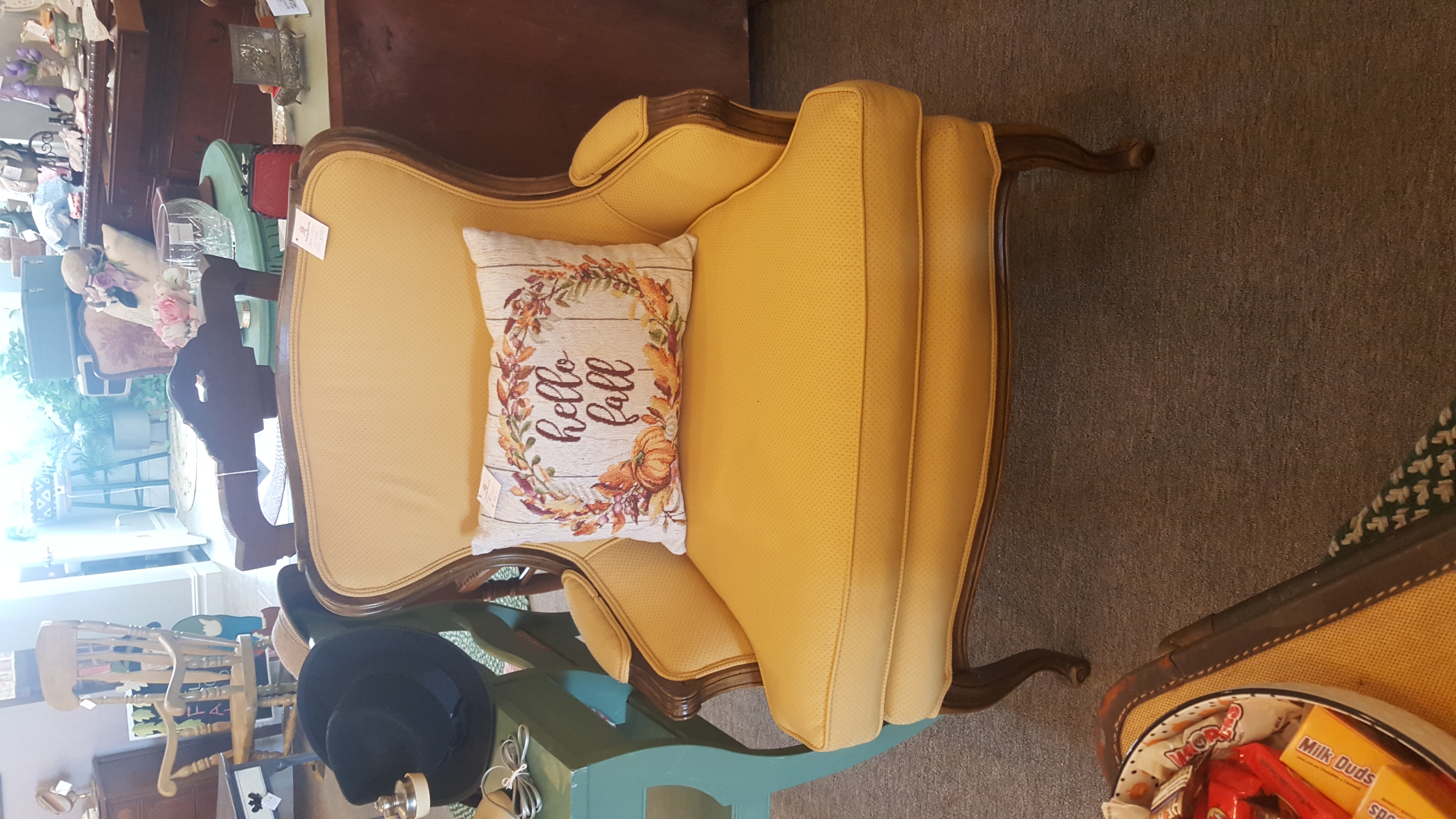 Gold Chair with Mahogany Trim