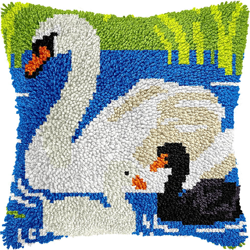 Pillow Cushion Cover Latch Hooking Pattern | Swan Family