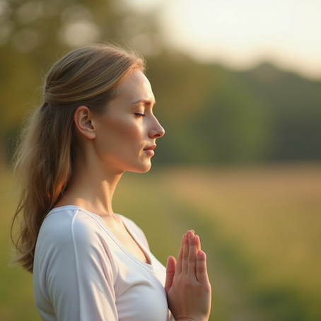woman practicing mindfulness out in nature.