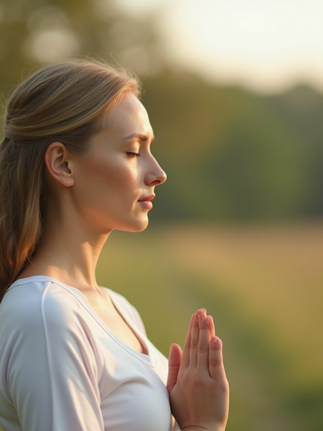 woman practicing mindfulness out in nature.