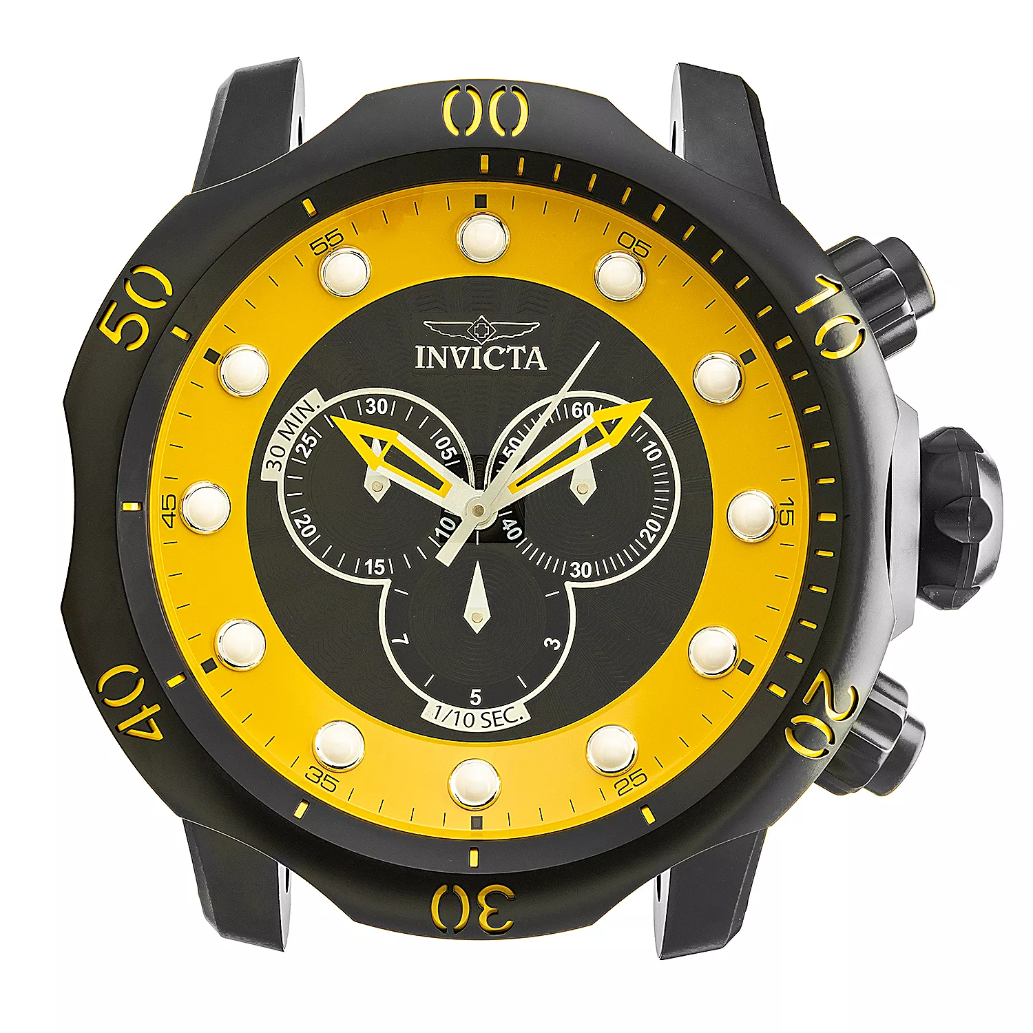 Model 34798.  Invicta Venom Black Label 19" Quartz Wall Clock / Yellow