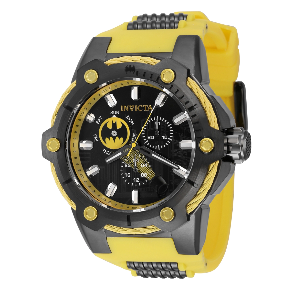 Model 41174. Invicta DC Comics Batman Men's Watch - 53mm, Yellow, Gunmetal