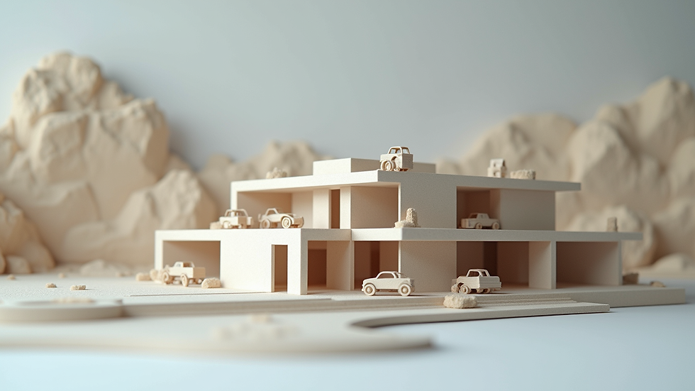 Close-up view of a detailed architectural model