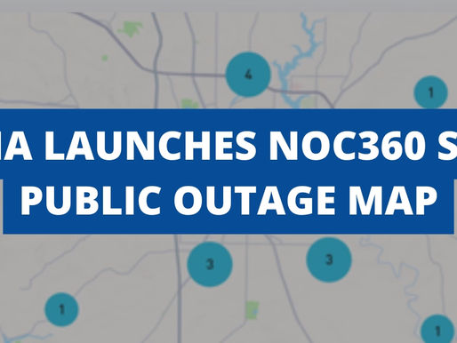 Map background with the text "7Sigma Launches NOC360 Sweep: Public Outage Map."