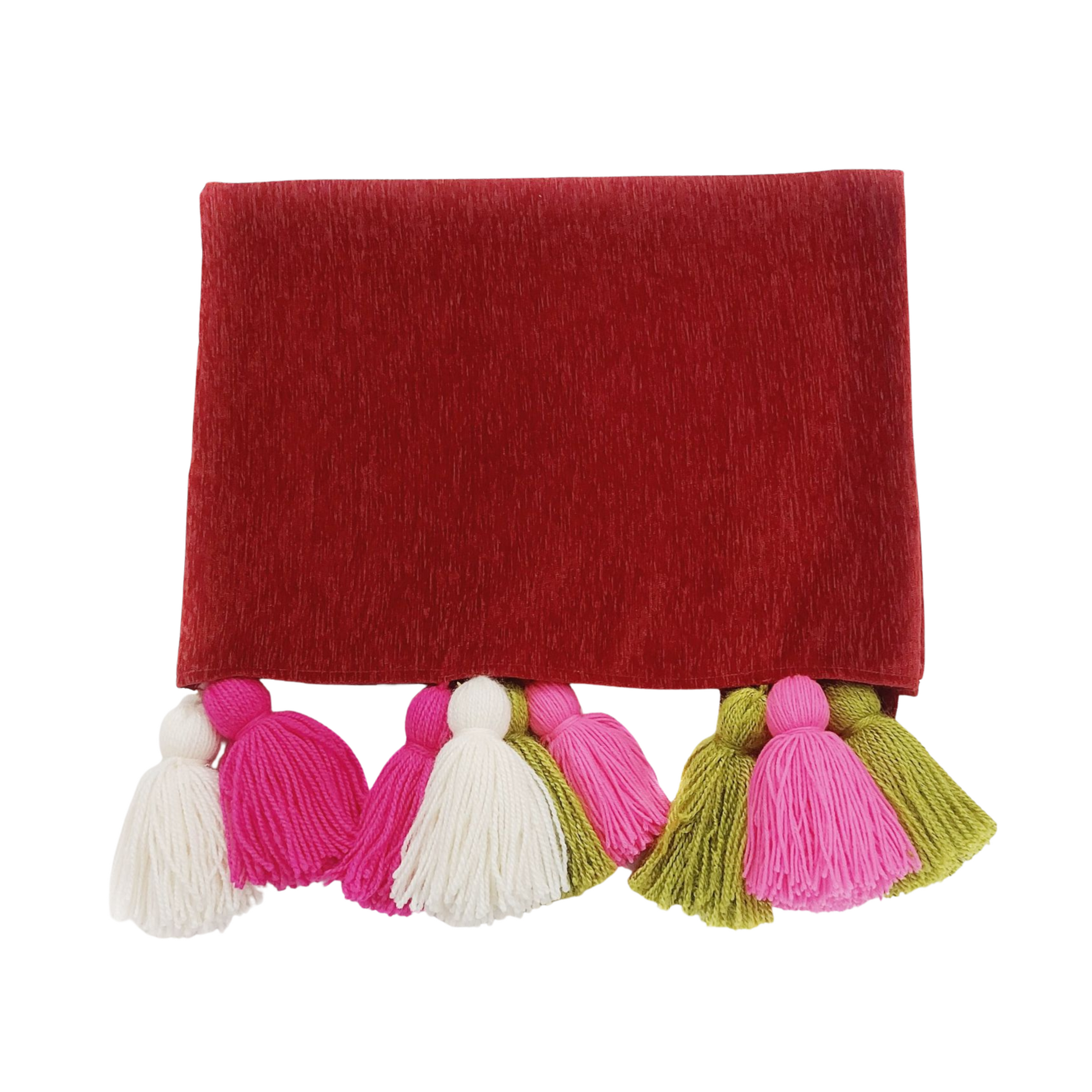 Four-Seater Sofa Cover: Customizable Durable Red Seat Cover with Tassel