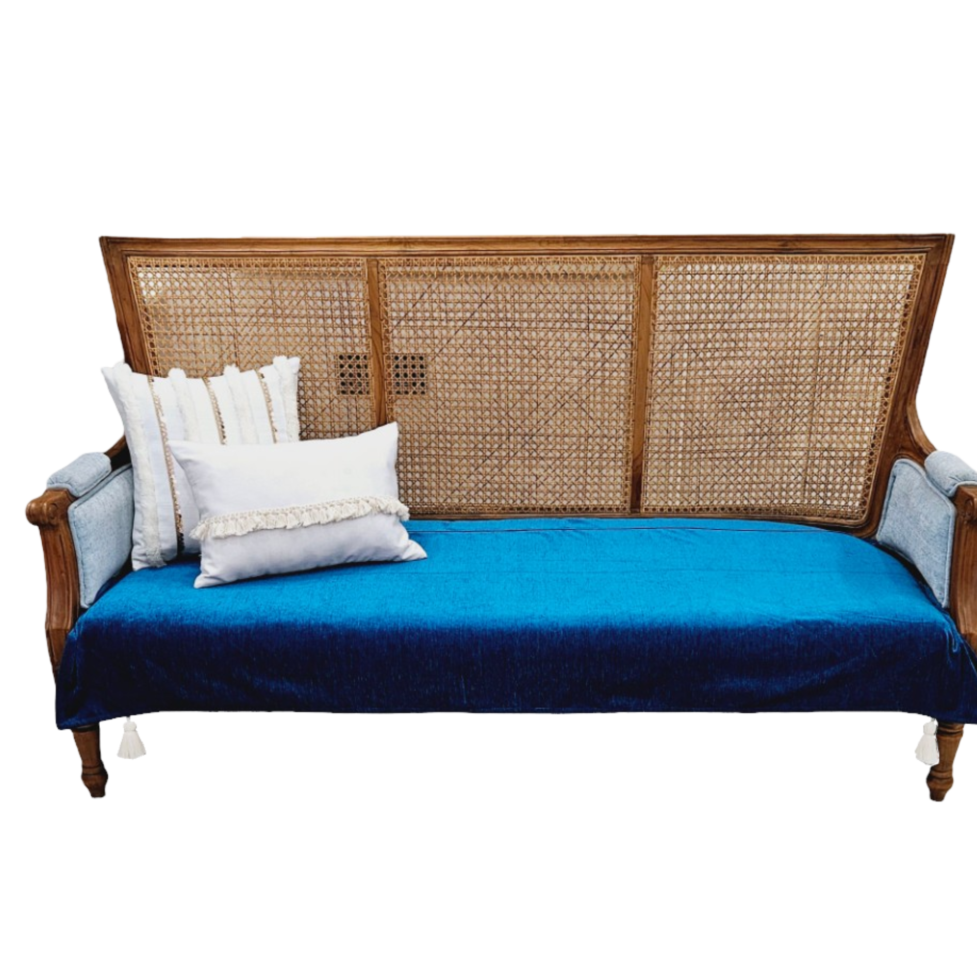 Customisable Solid Anti Slip 3 Seater Sofa Seat Cover- Corner Tassel