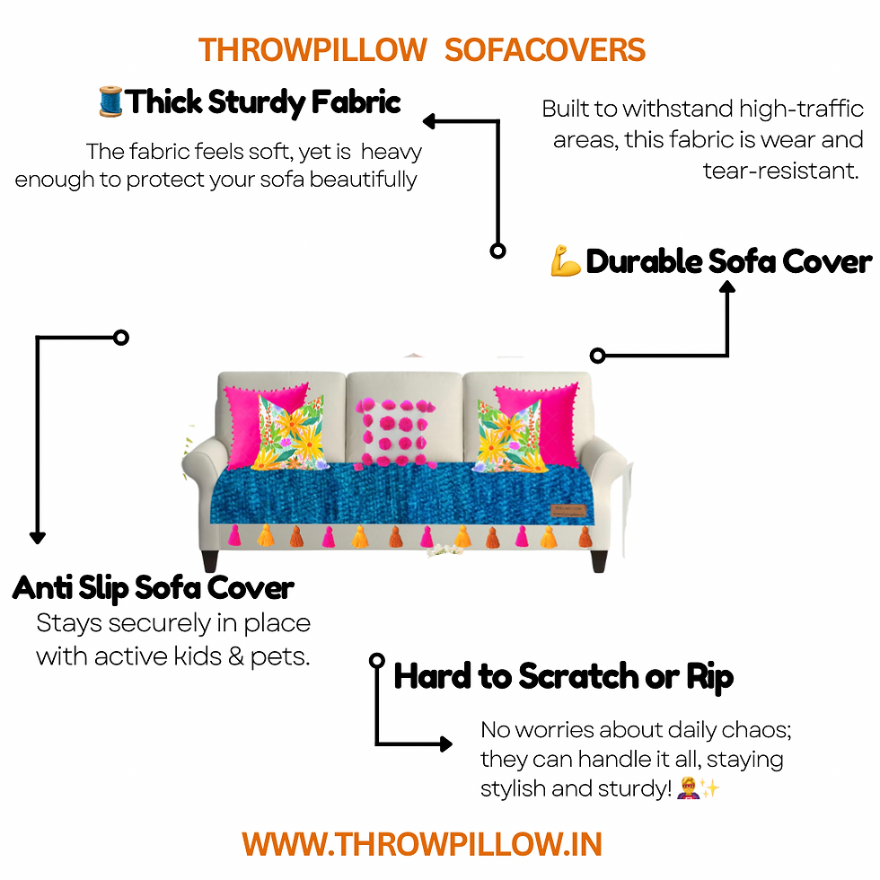 Minijatura: Three-Seater Sofa Cover: Customizable Durable Teal Blue Seat Cover With Tassels