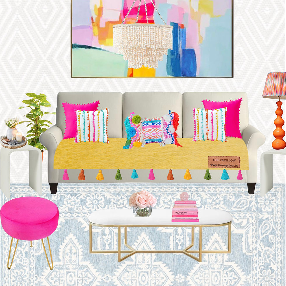 Thumbnail: Three-Seater Sofa Cover: Customizable Durable Yellow Seat Cover With Tassels