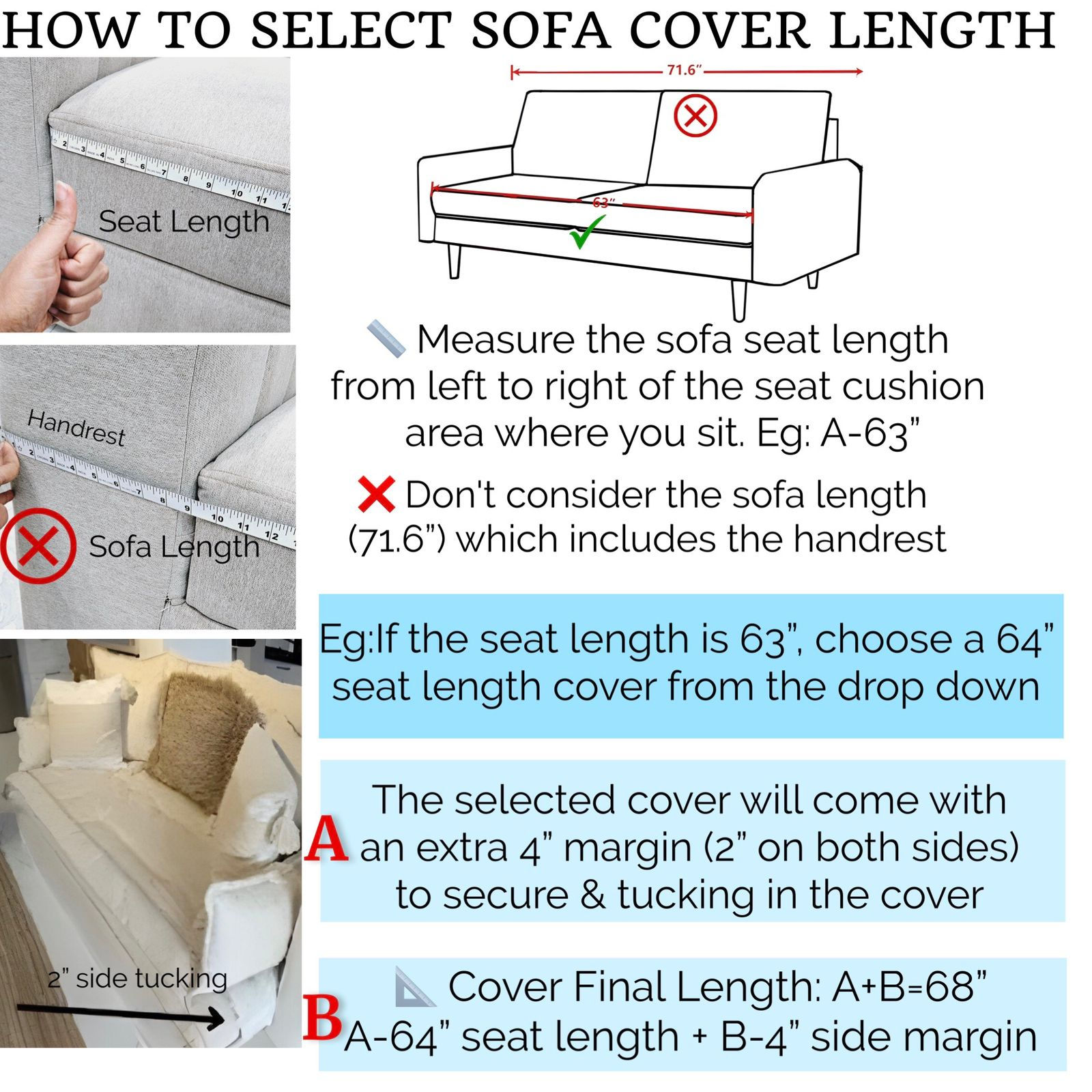 3-Seater Sofa Cover: Customizable Moroccan Seat & Back Cover