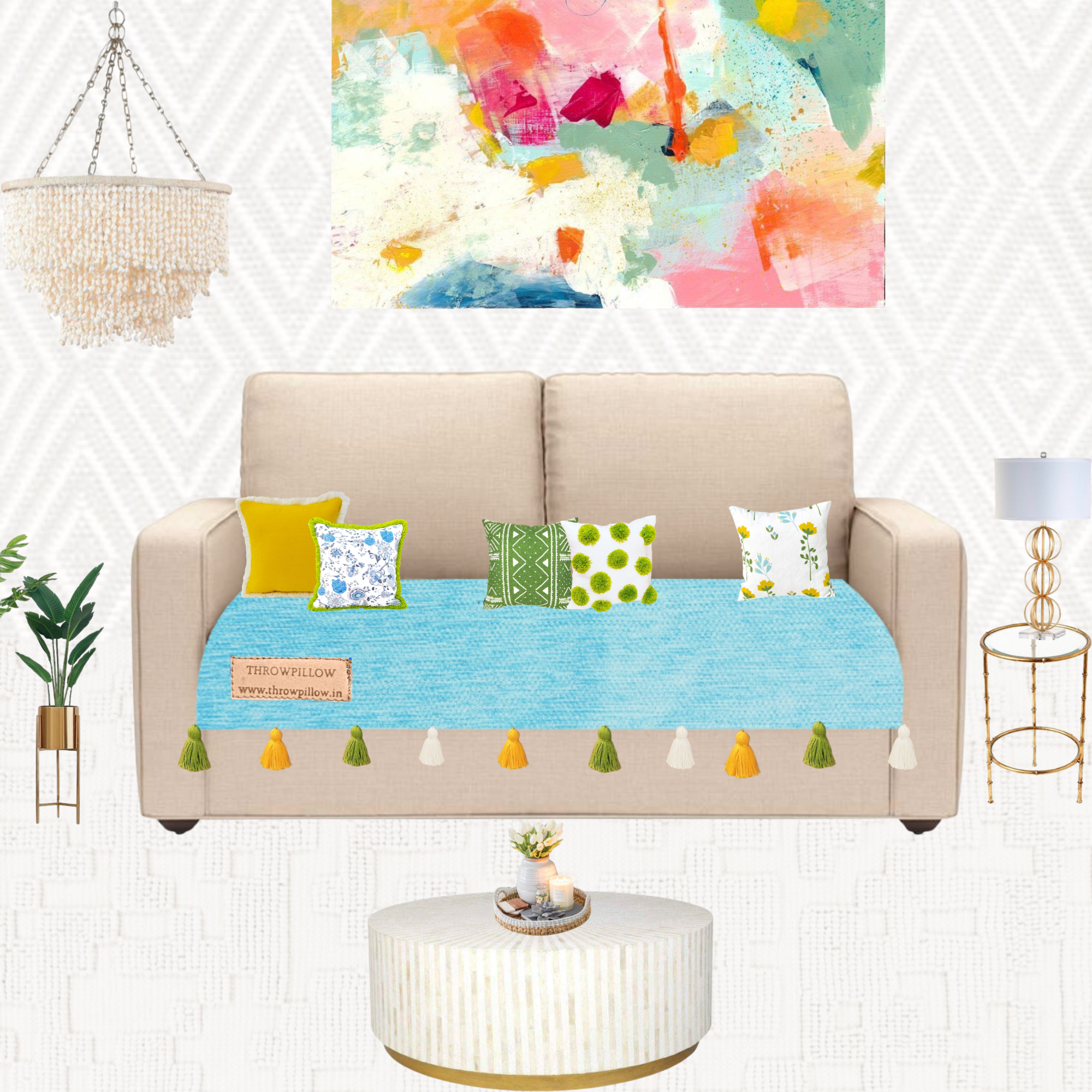 Two-Seater Sofa Cover: Customizable Durable Anti-Slip Ice Blue Seat Cover