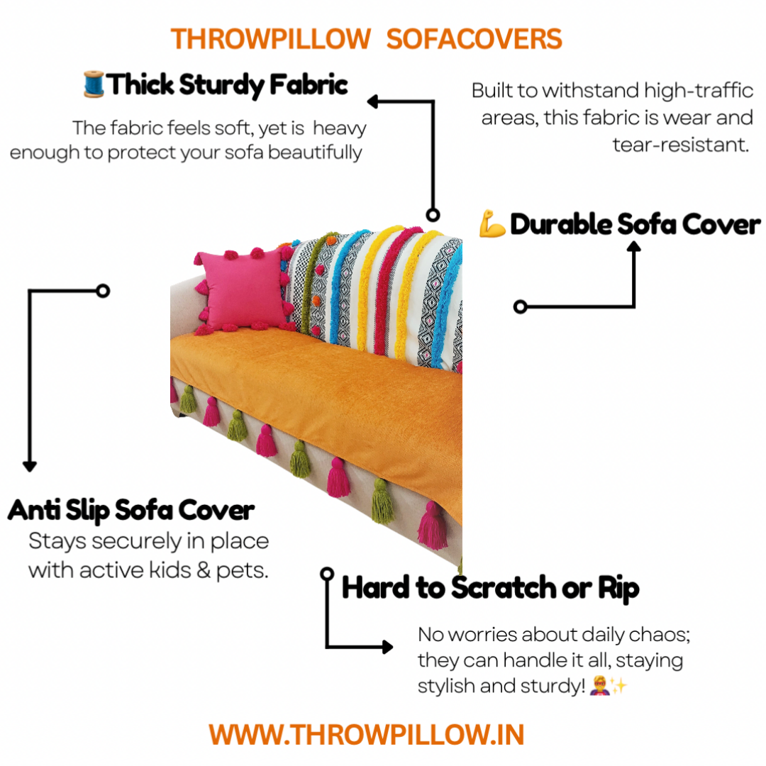 3-Seater Sofa Cover: Customizable Bohemian Seat & Back Cover