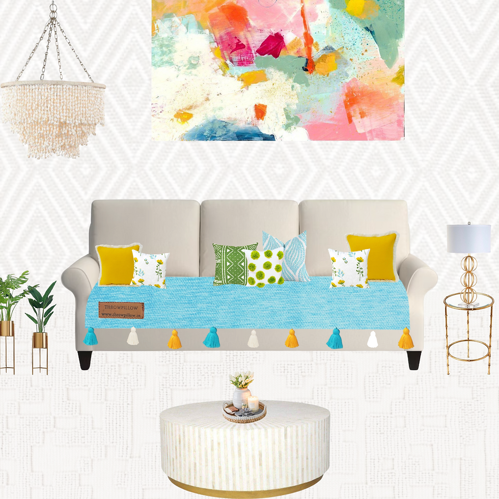 Miniatyrbild: Three-Seater Sofa Cover: Customizable Durable Ice Blue Seat Cover With Tassels