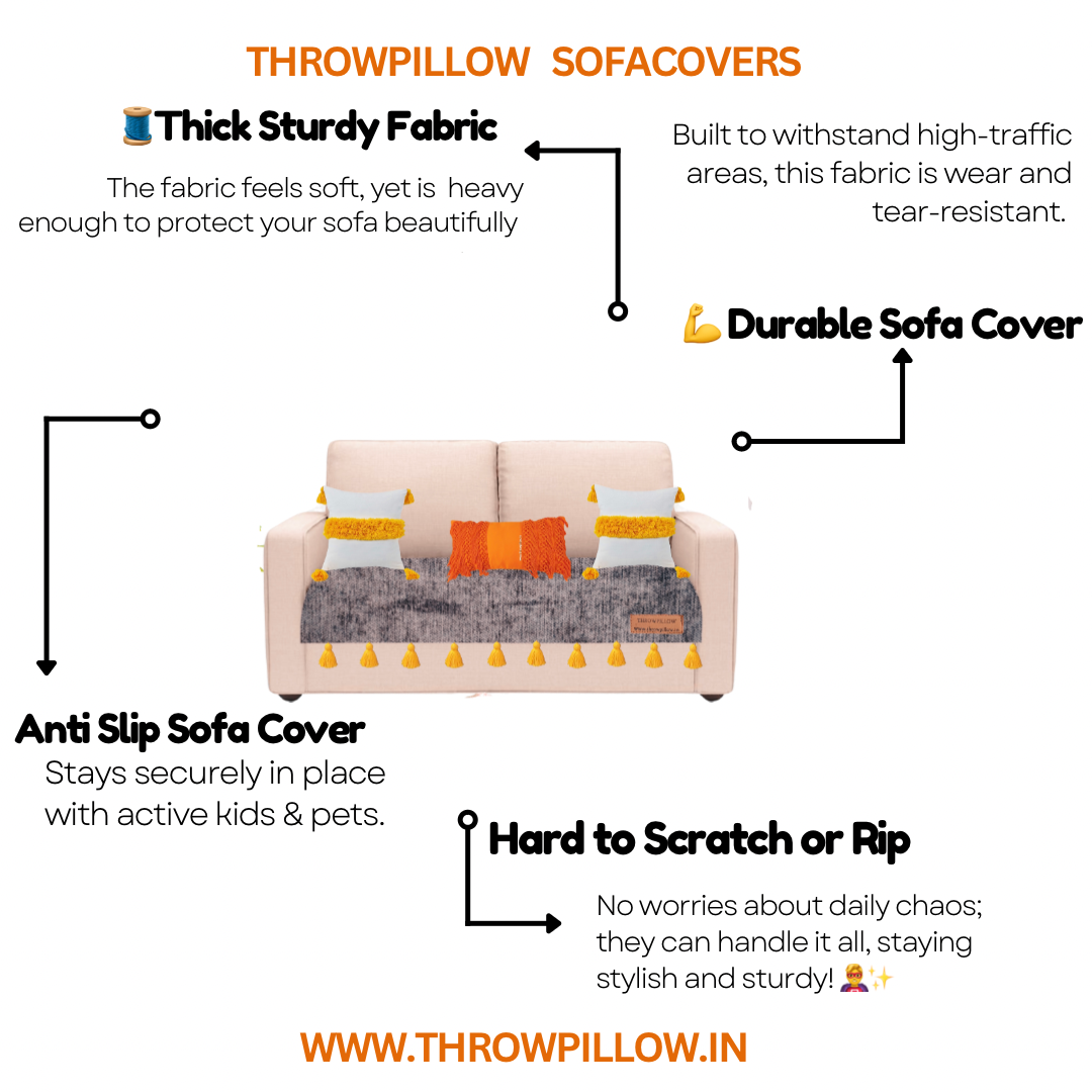 Two-Seater Sofa Cover: Customizable Durable Anti-Slip Dark Grey Seat Cover