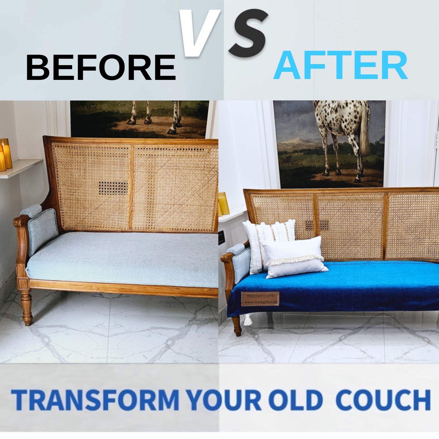 Customisable Solid Anti Slip 3 Seater Sofa Seat Cover- Corner Tassel
