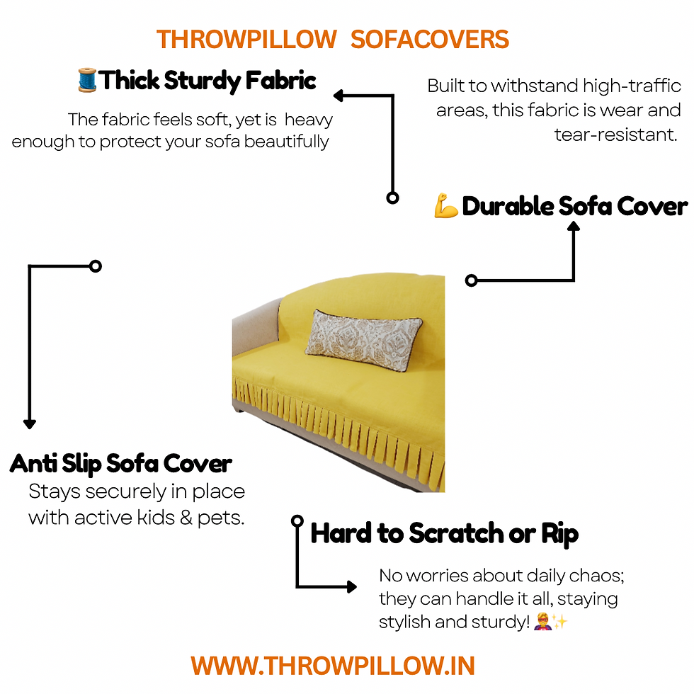 ภาพขนาดย่อ: Three-Seater Sofa Cover: Customizable Yellow Box Pleat Seat & Back Cover