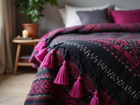 Customisable and Versatile Tribal Printed Bed Covers with Tassels