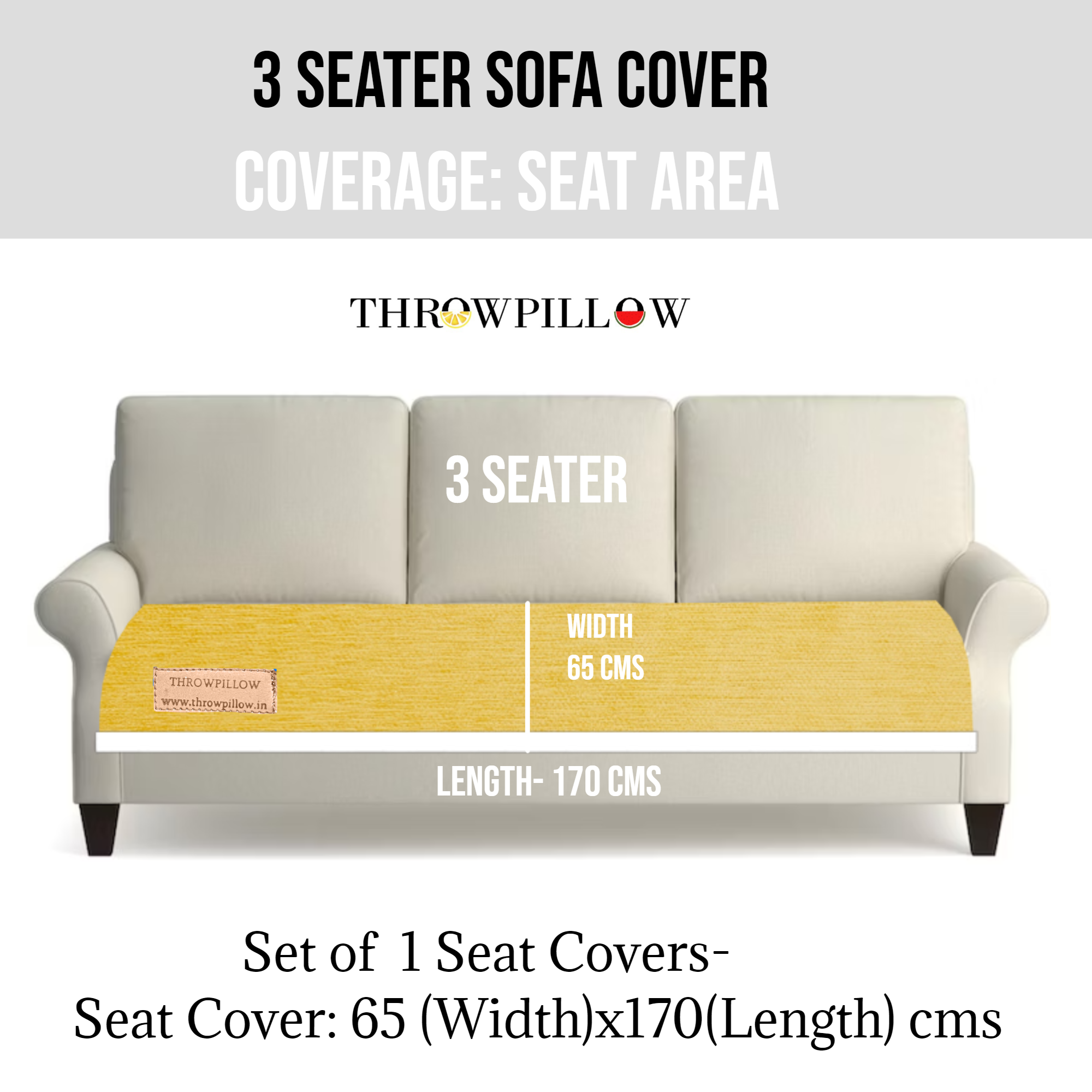 Three-Seater Sofa Cover: Customizable Durable Yellow Seat Cover With Tassels