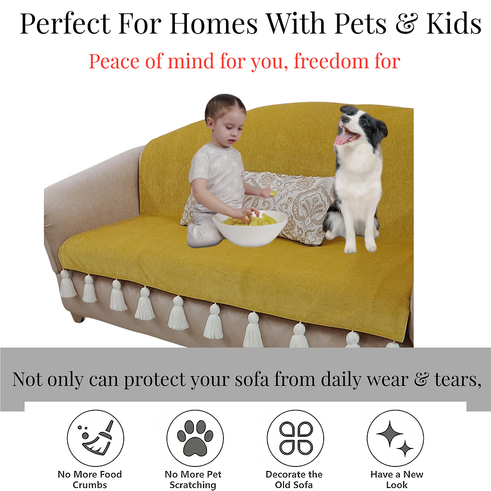 Thumbnail: Three-Seater Sofa Cover: Customizable Mustard Seat & Back Cover