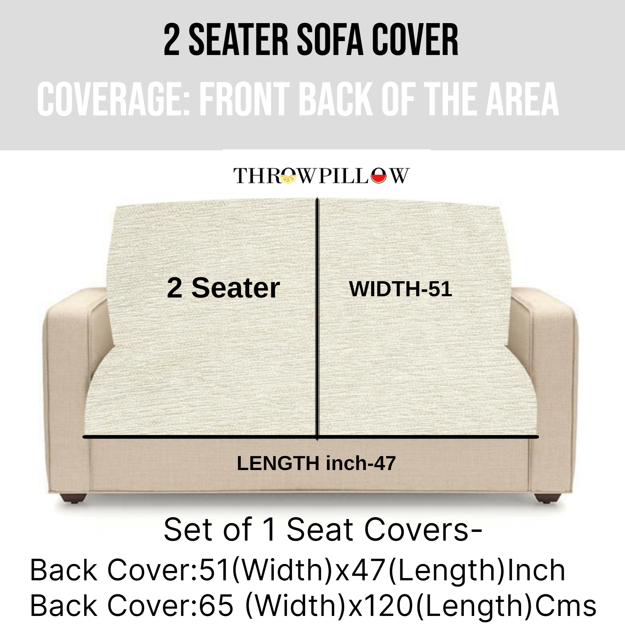 Two-Seater Designer Trendy Neutral Bohemian Custisable Sofa Cover Set