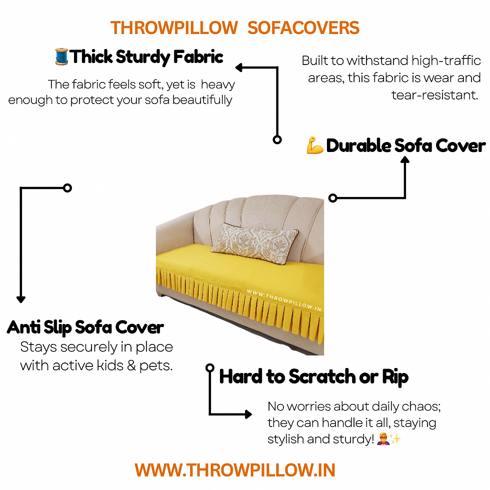 Thumbnail: Three-Seater Sofa Cover: Customizable Durable Yellow Seat Cover With Pleats