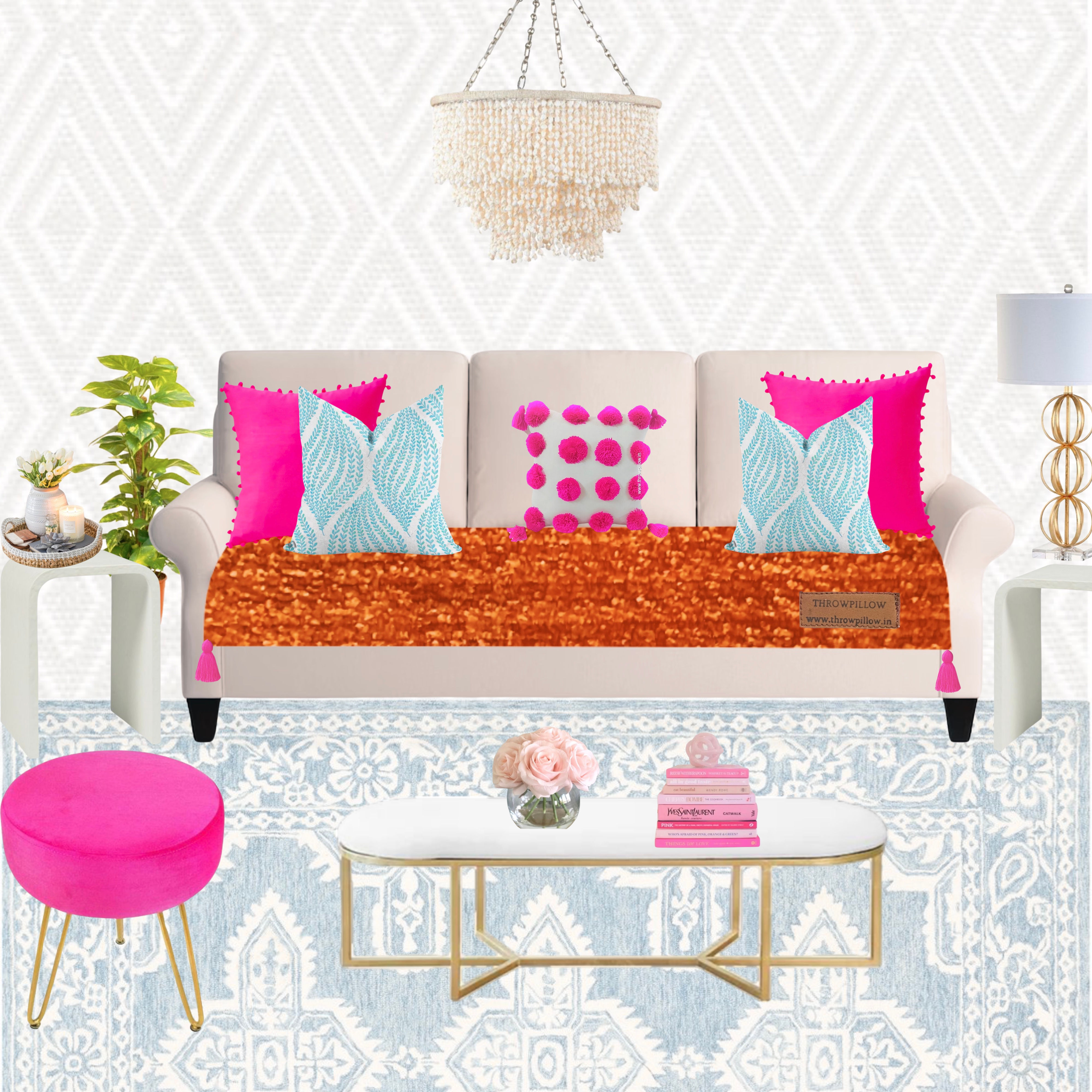 Customisable Solid Anti Slip 3 Seater Sofa Seat Cover- Corner Tassel