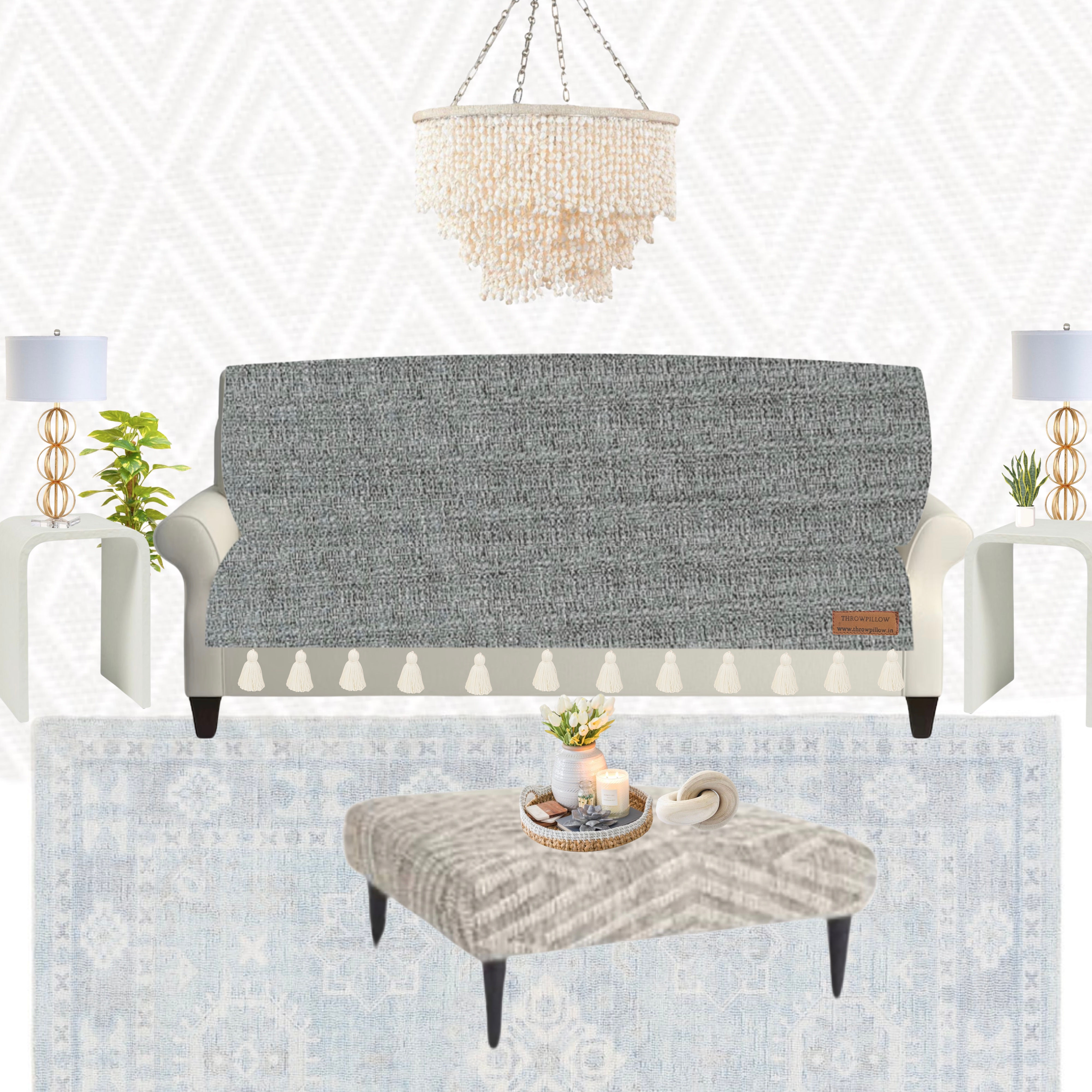 Three-Seater Sofa Cover: Customizable Light Grey Seat & Back Cover