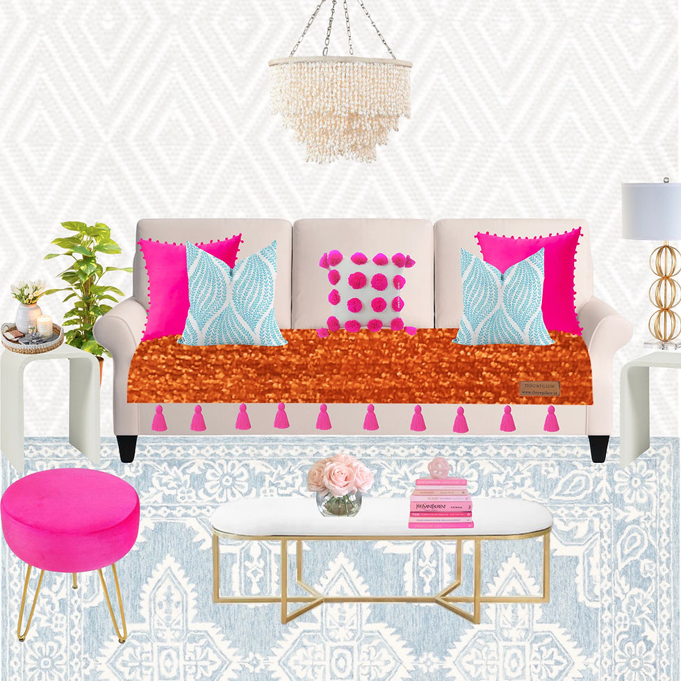 Thumbnail: Three-Seater Sofa Cover: Customizable Durable Orange Seat Cover With Tassels