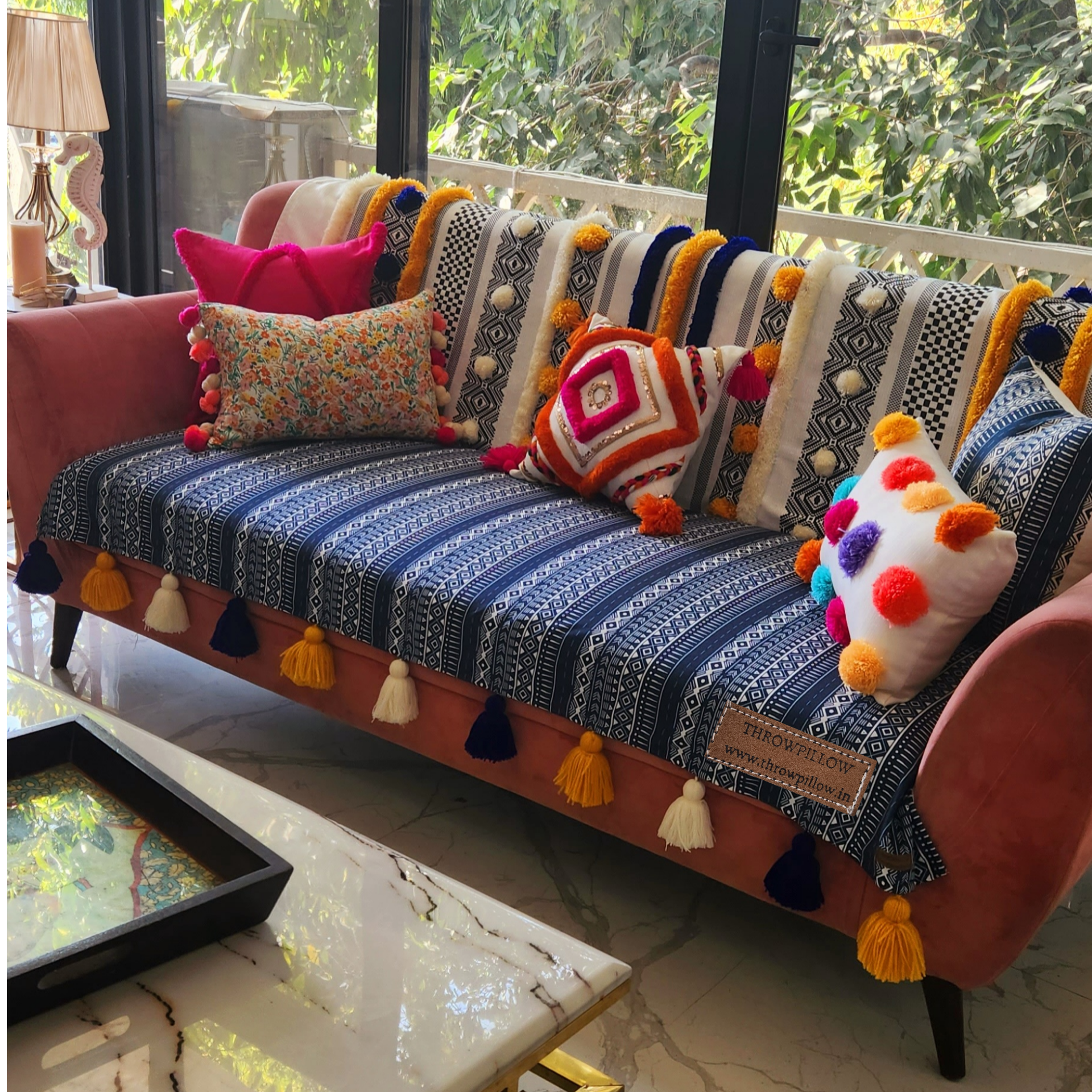 3-Seater Sofa Cover: Customizable Bohemian Seat & Back Cover