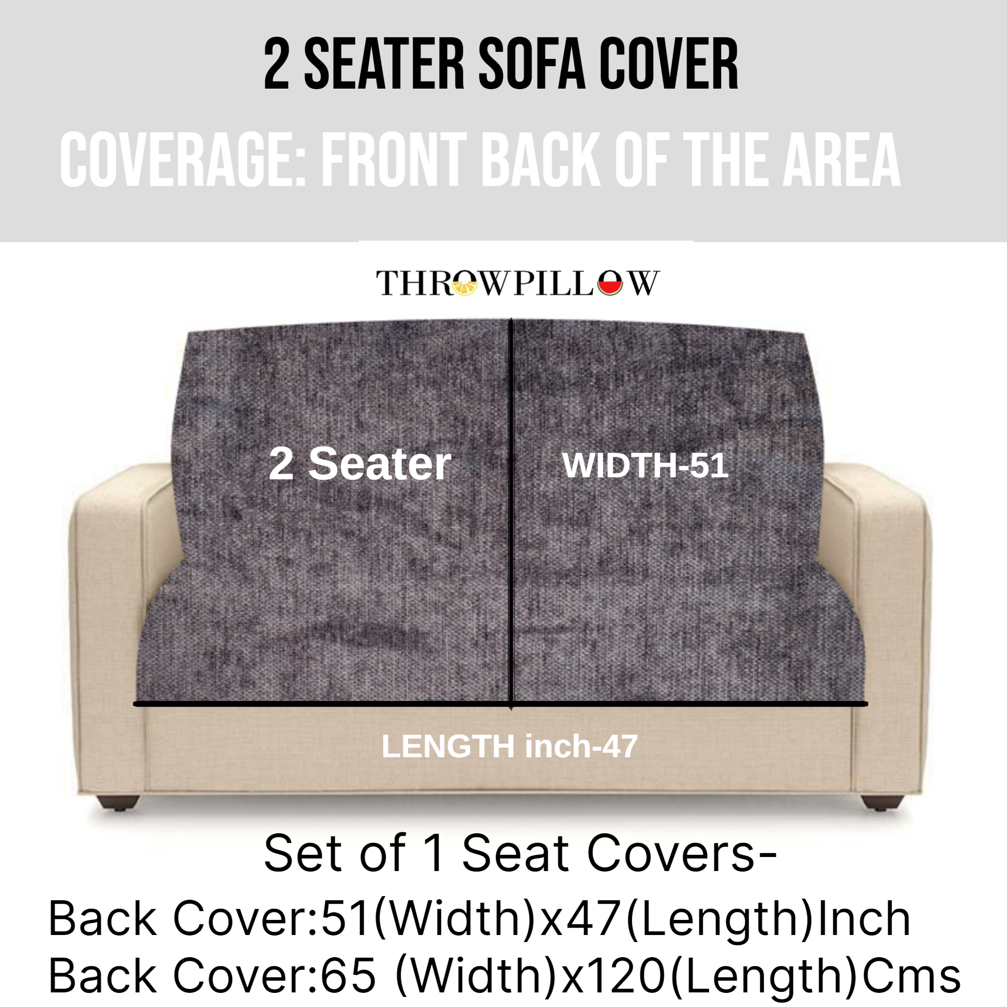 Two-Seater Designer Trendy Dark Grey Bohemian Custisable Sofa Cover Set