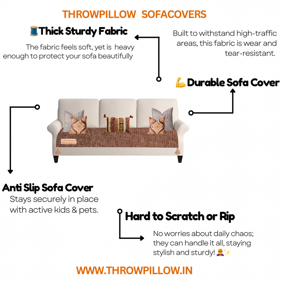 Thumbnail: Customisable Solid Anti Slip 3 Seater Sofa Seat Cover- Corner Tassel