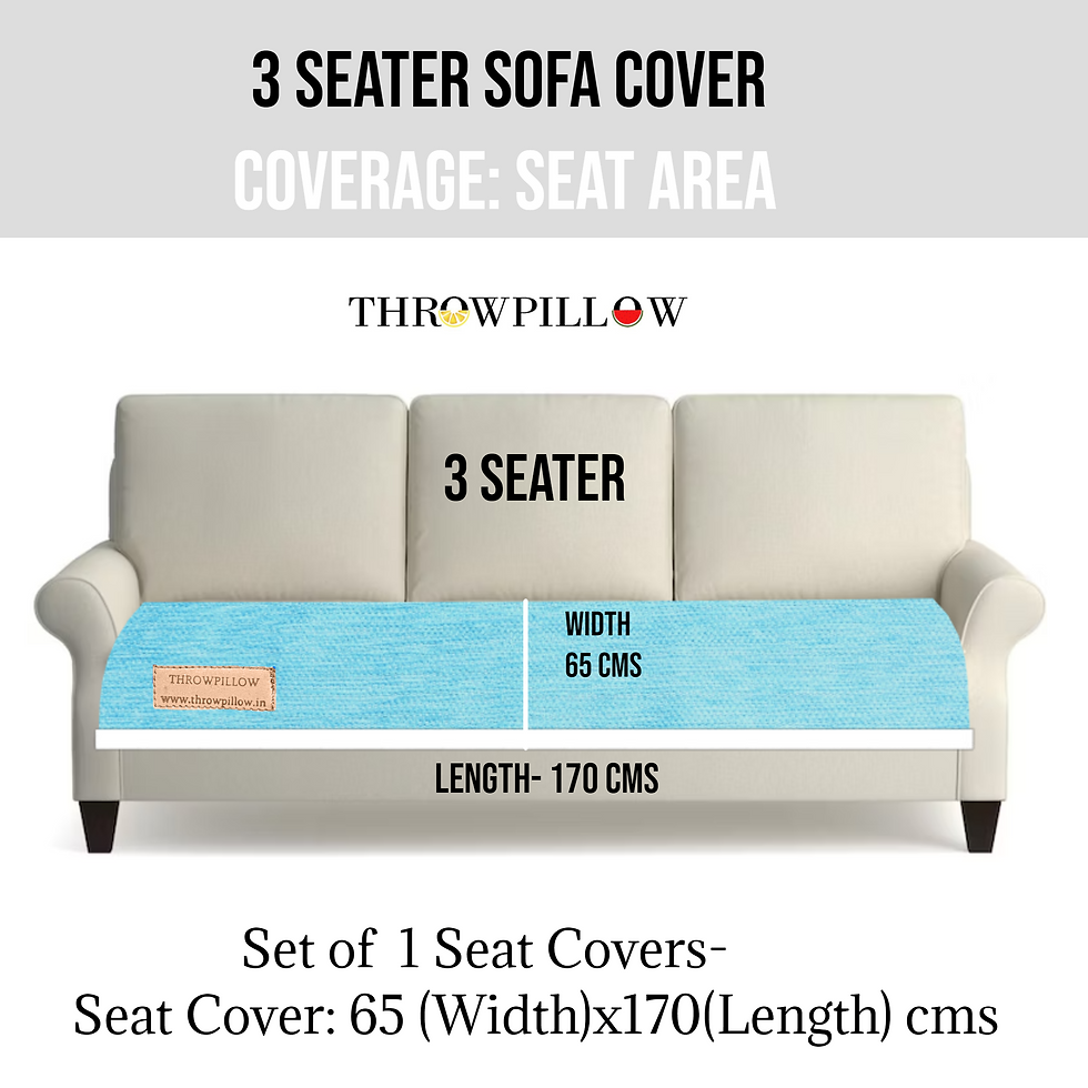 Miniatyrbild: Three-Seater Sofa Cover: Customizable Durable Ice Blue Seat Cover With Tassels