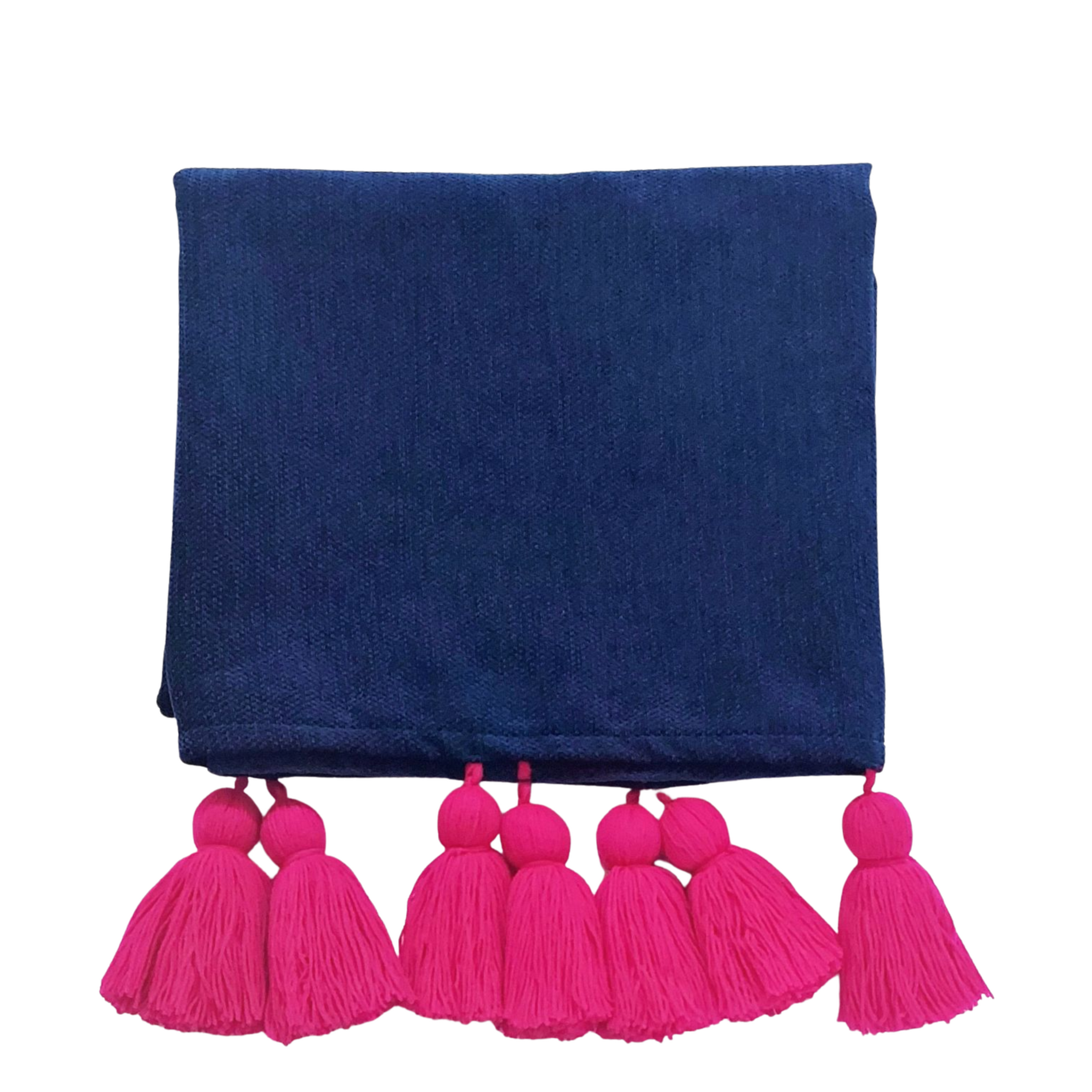 Three-Seater Sofa Cover: Customizable Durable Navy Blue Seat Cover With Tassels