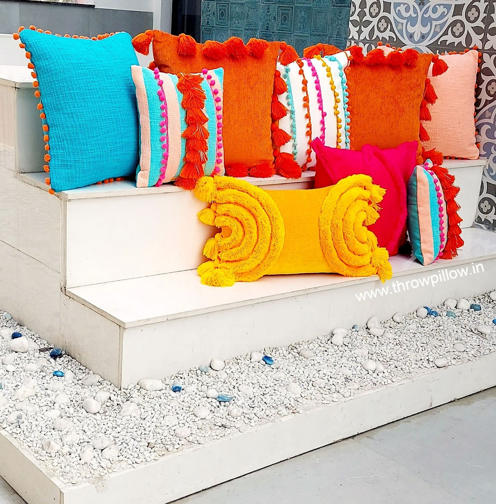 Miniatura: Blush Pink Textured Basketweave Cushion Cover - Orange Pom Pom