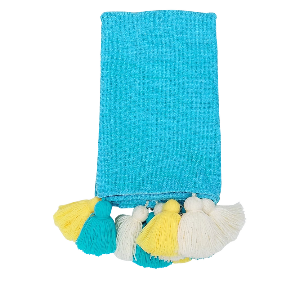 Miniatyrbild: Three-Seater Sofa Cover: Customizable Durable Ice Blue Seat Cover With Tassels