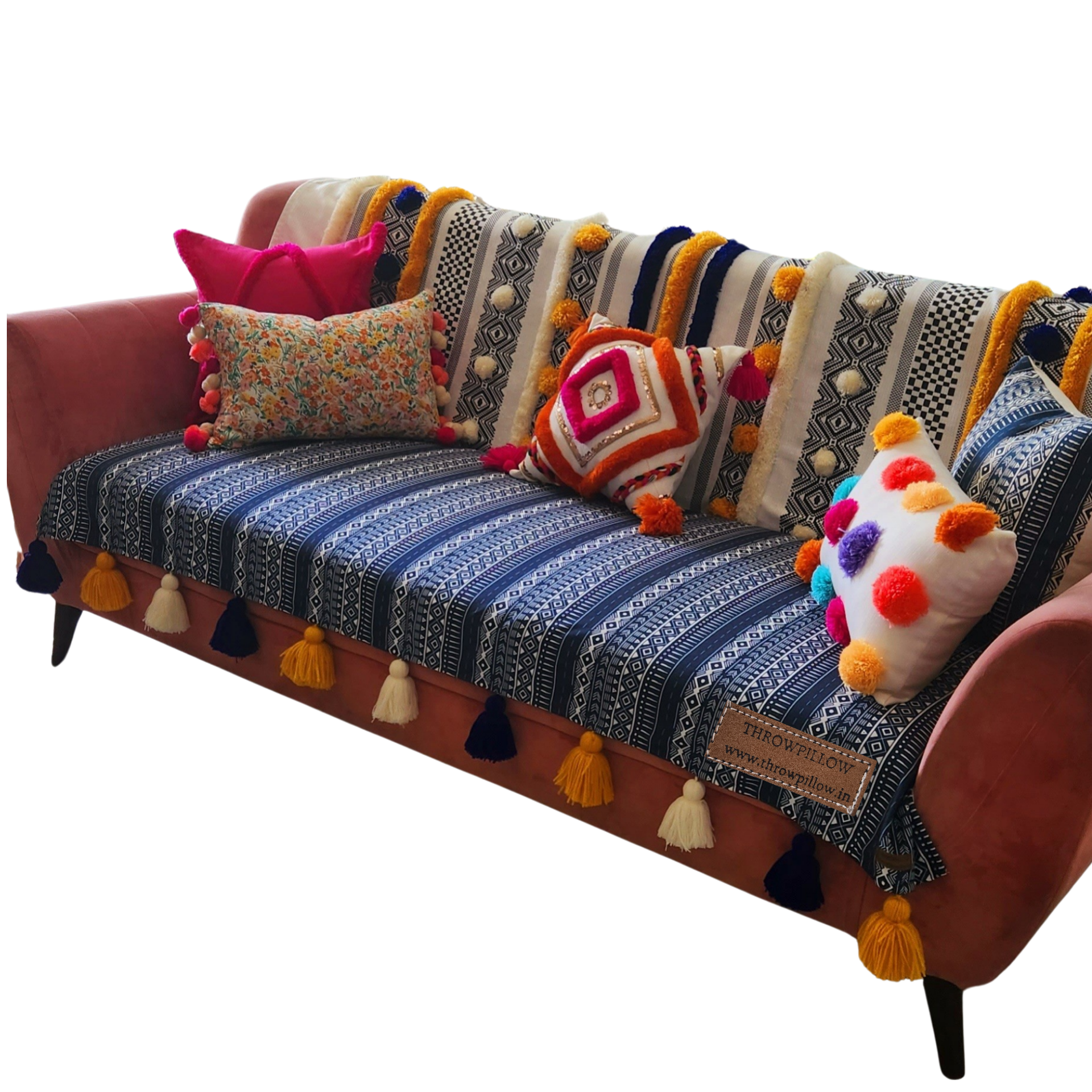 3-Seater Sofa Cover: Customizable Bohemian Seat & Back Cover