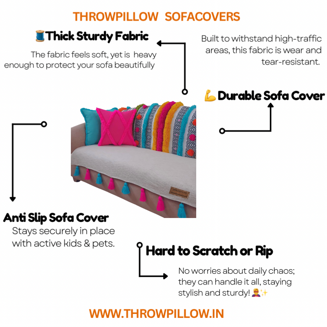 3-Seater Sofa Cover: Customizable Bohemian Seat & Back Cover