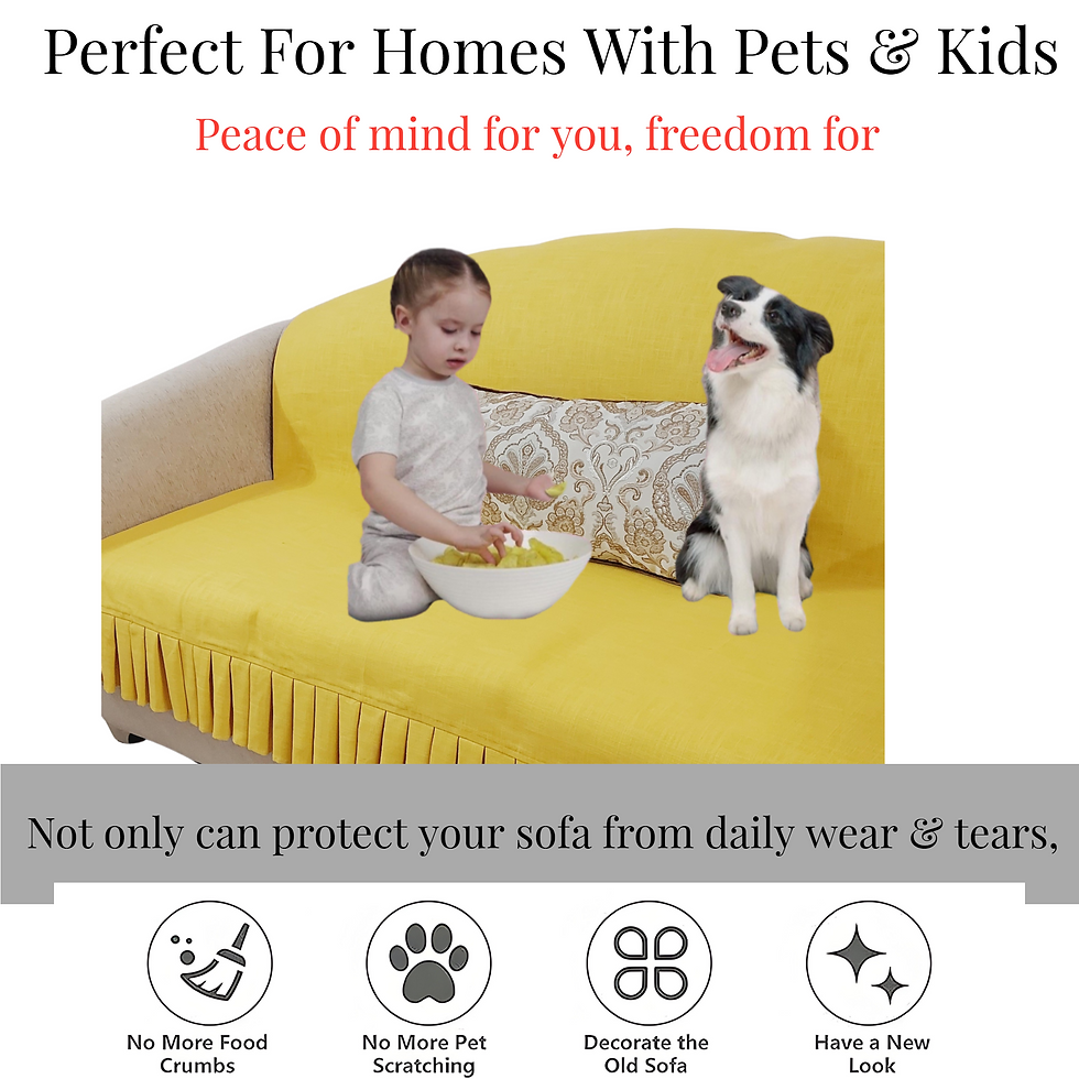 ภาพขนาดย่อ: Three-Seater Sofa Cover: Customizable Yellow Box Pleat Seat & Back Cover