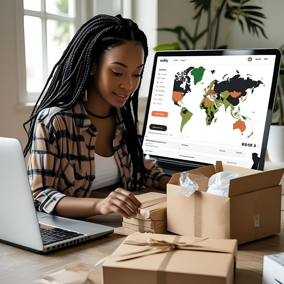 Young Black entrepreneur preparing a product order