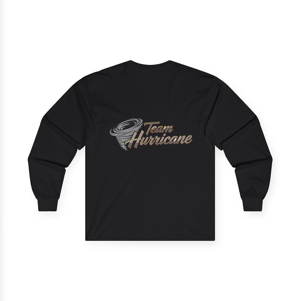 Thumbnail: Team Hurricane Long Sleeve Tee — Bold Storm Logo Graphic Shirt