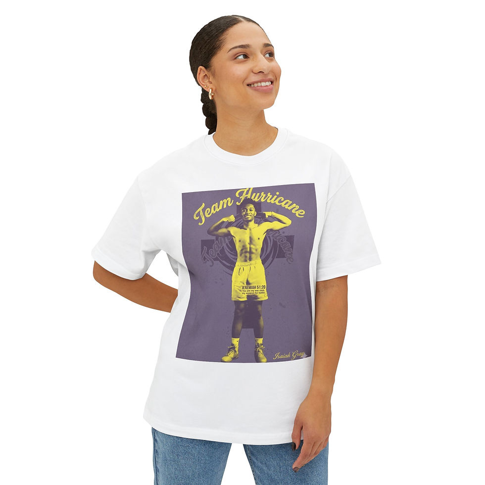 Thumbnail: Team Hurricane Graphic Tee — Vintage Boxing Tribute Oversized T‑Shirt