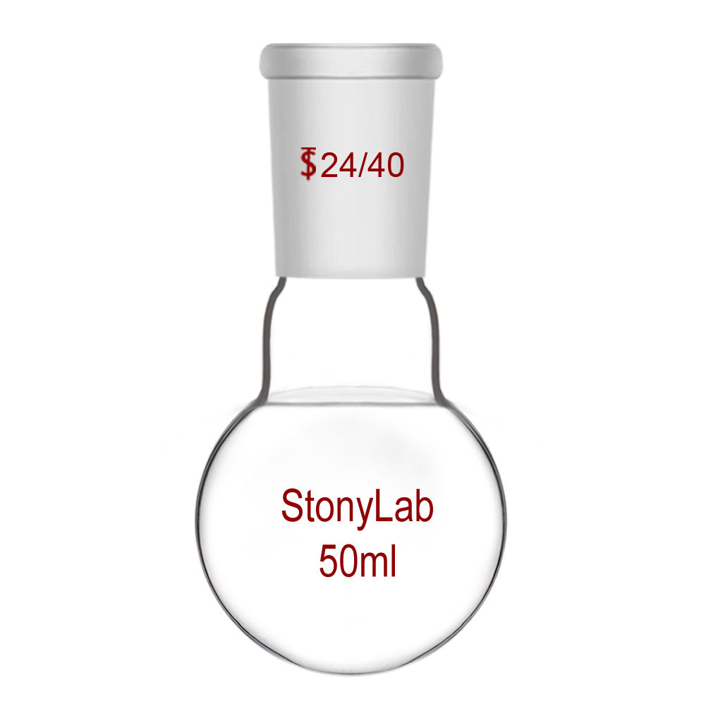 Short Neck Round Bottom Flask, Single Neck Heavy Wall Flask RBF, 24/40 Joint