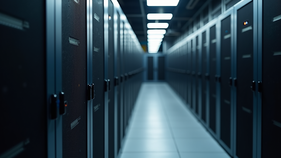 Close-up view of a server rack in a secure data center