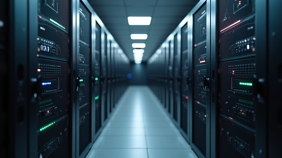 Eye-level view of a server room with organized equipment