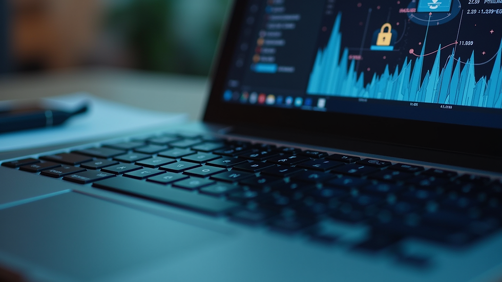 Close-up view of a laptop screen displaying cybersecurity software