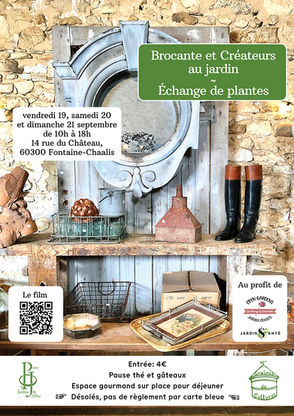 Manifestation Brocante et Créateurs au Jardin 19-20-21 septembre 2025 dans la ferme du château de Fontaine-Chaalis dans l'Oise 50 exposants durant ce week-end festif et convivial