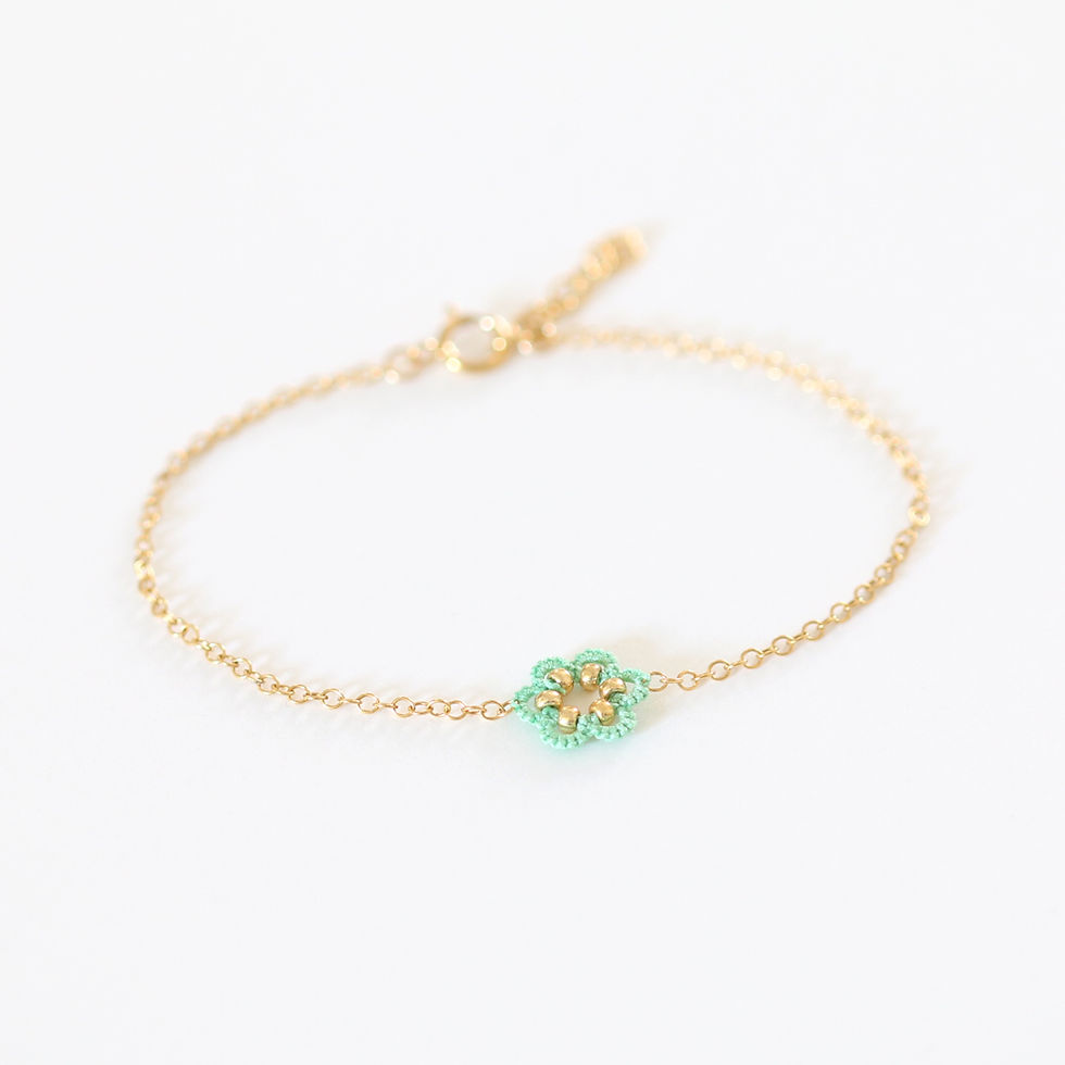 Miniature : bracelet Pastille chaine fine et dentelle - 15 couleurs