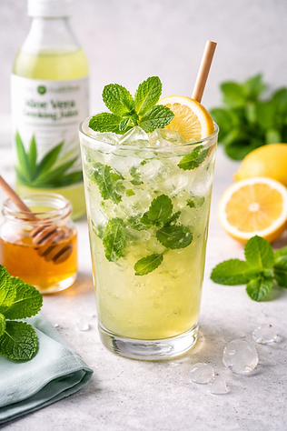 Agus's Aloe Mint Honey Refresher Mocktail